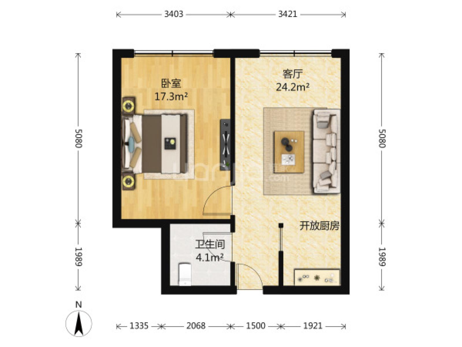 托乐嘉单身公寓 1室1厅 64平
